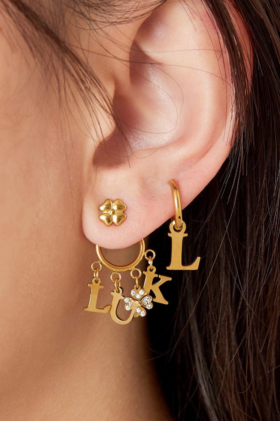 Boucle d'oreille en acier inoxydable Luck Image2
